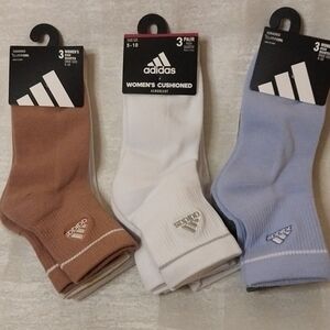 adidas Women's Cushioned Socks - White, Light Blue, Tan (9-Pack)